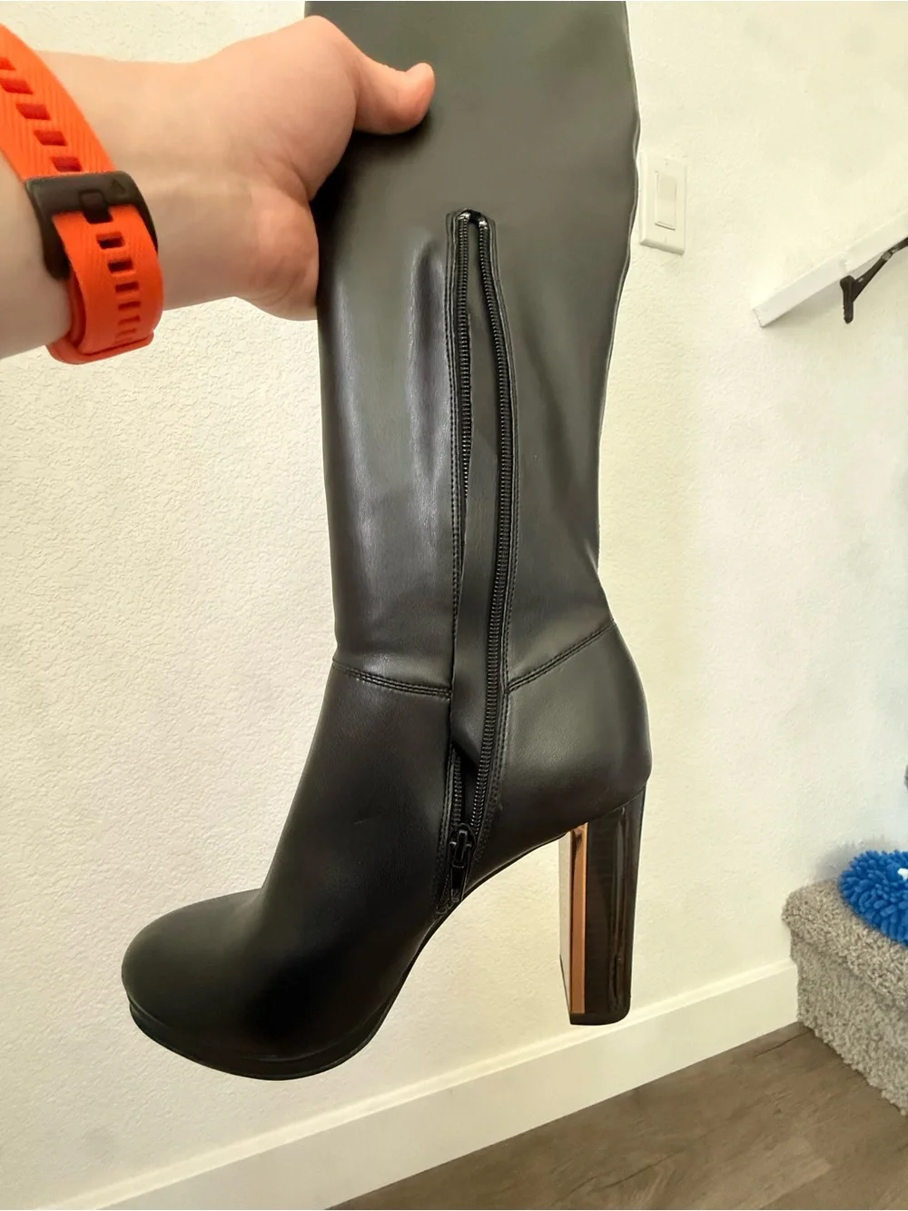 Calvin Klein Black Over-the-Knee High Heel Boot